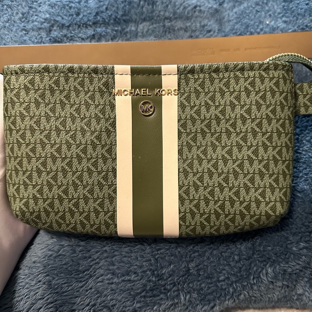 Michael Kors Olive Monogram Belt with Pouch (OS)